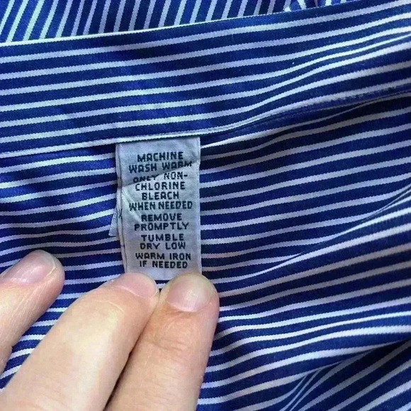 EUC Ralph Lauren Mens Blue White Striped Button Down Shirt Classic Fit Pony XL - Picture 8 of 9